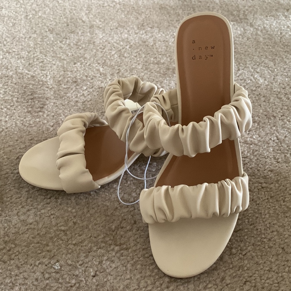 A New Day | Wanda Ruched Block Heeled Sandals - Cream - Picture 8 of 12